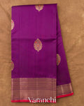 Purple Pure Chanderi Silk Cotton Handloom Saree — Full Saree
