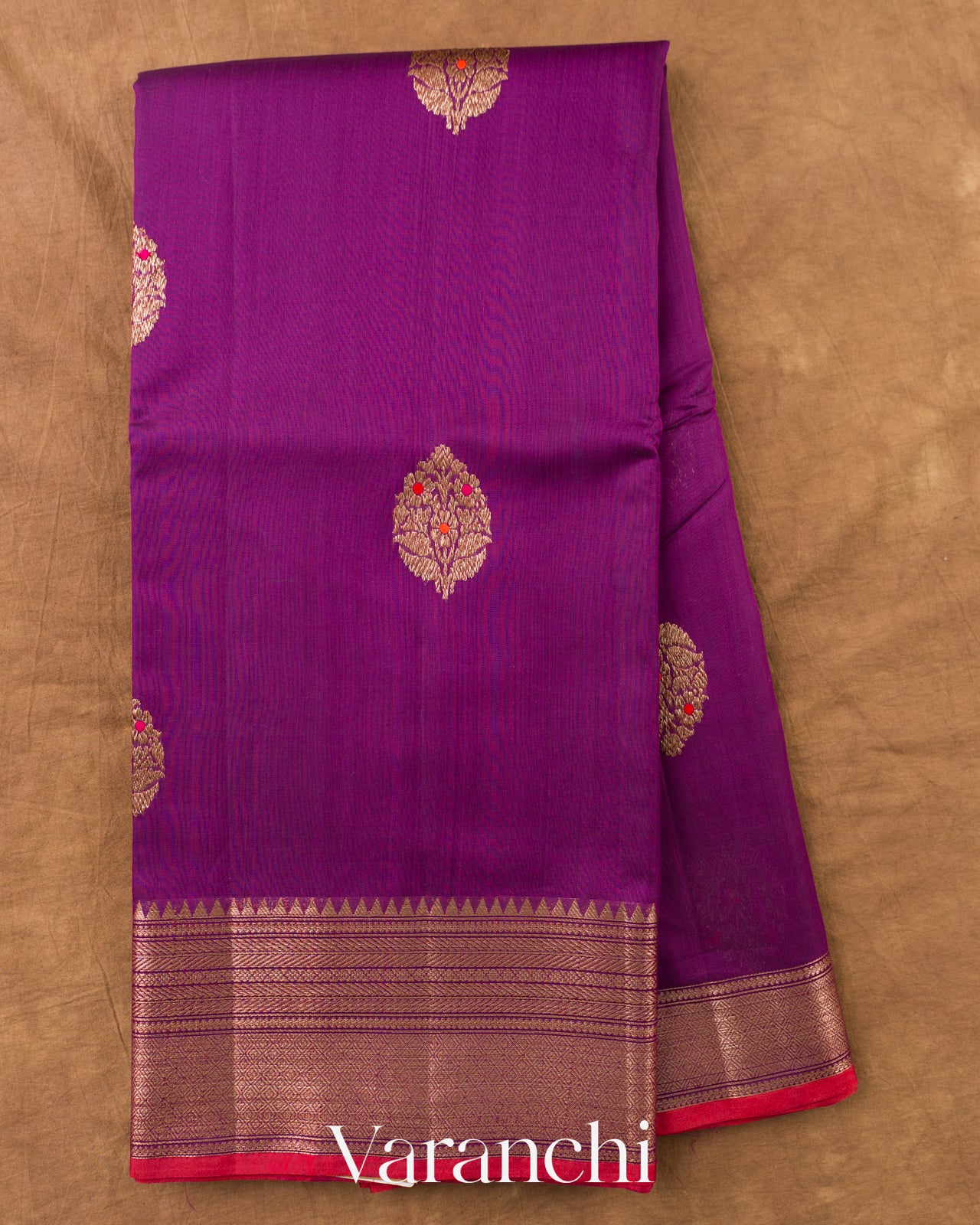 Purple Pure Chanderi Silk Cotton Handloom Saree — Full Saree