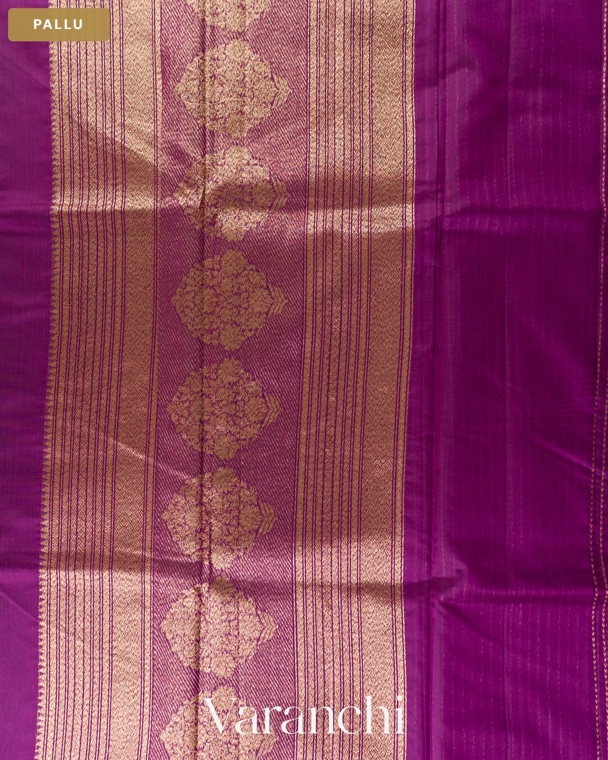 Purple Pure Chanderi Silk Cotton Handloom Saree — Pallu