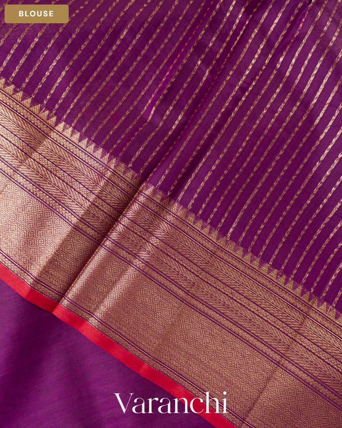 Purple Pure Chanderi Silk Cotton Handloom Saree — Blouse