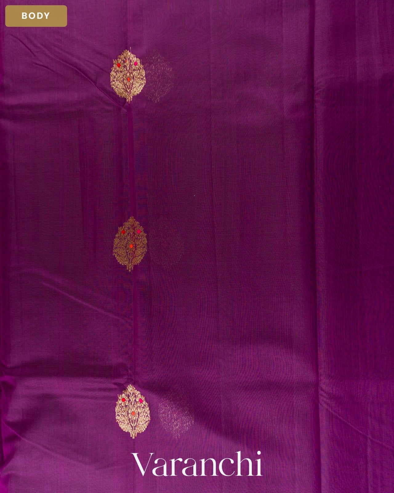 Purple Pure Chanderi Silk Cotton Handloom Saree — Body