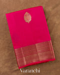 Rani Pink Pure Chanderi Silk Cotton Handloom Saree — Folded