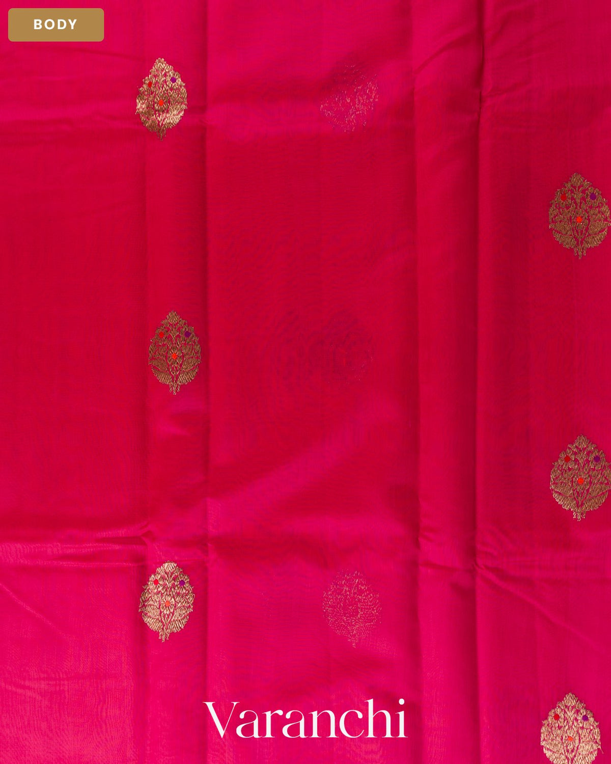Rani Pink Pure Chanderi Silk Cotton Handloom Saree — Body