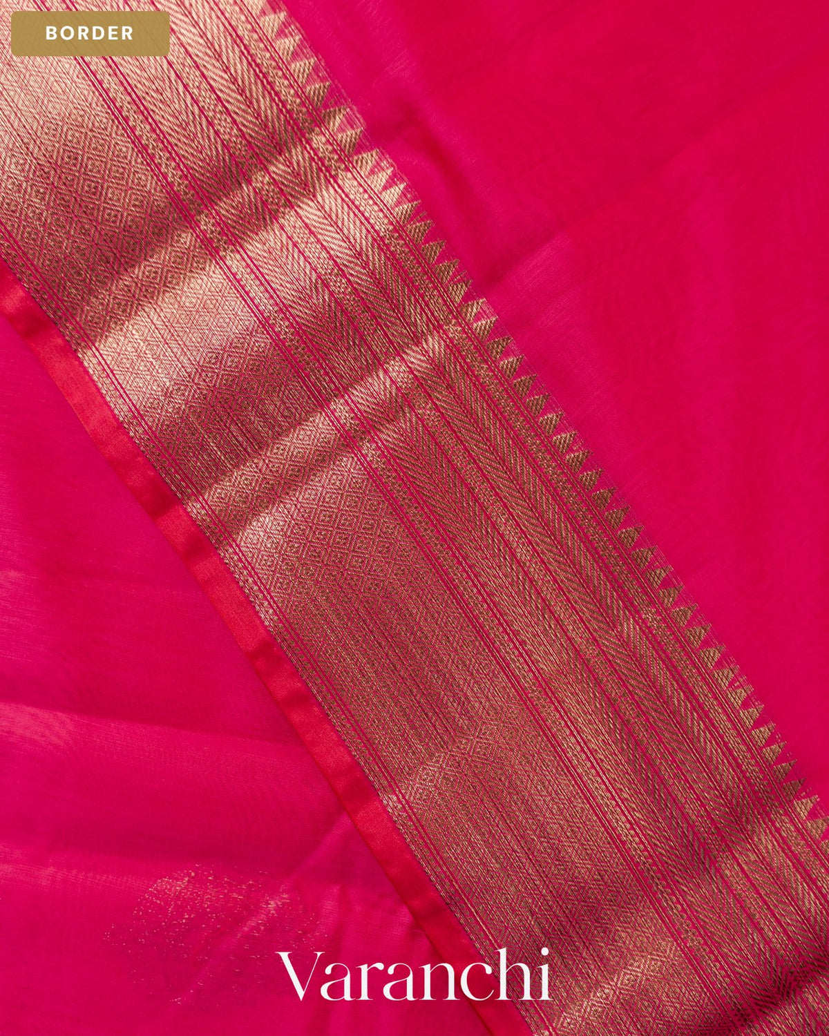 Rani Pink Pure Chanderi Silk Cotton Handloom Saree — Border