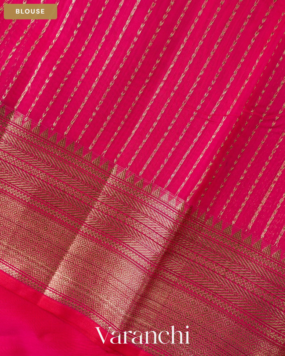 Rani Pink Pure Chanderi Silk Cotton Handloom Saree — Blouse