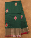 Bottle Green Pure Chanderi Silk Cotton Handloom Saree — Full Saree