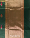 Bottle Green Pure Chanderi Silk Cotton Handloom Saree — Pallu