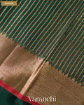Bottle Green Pure Chanderi Silk Cotton Handloom Saree — Blouse