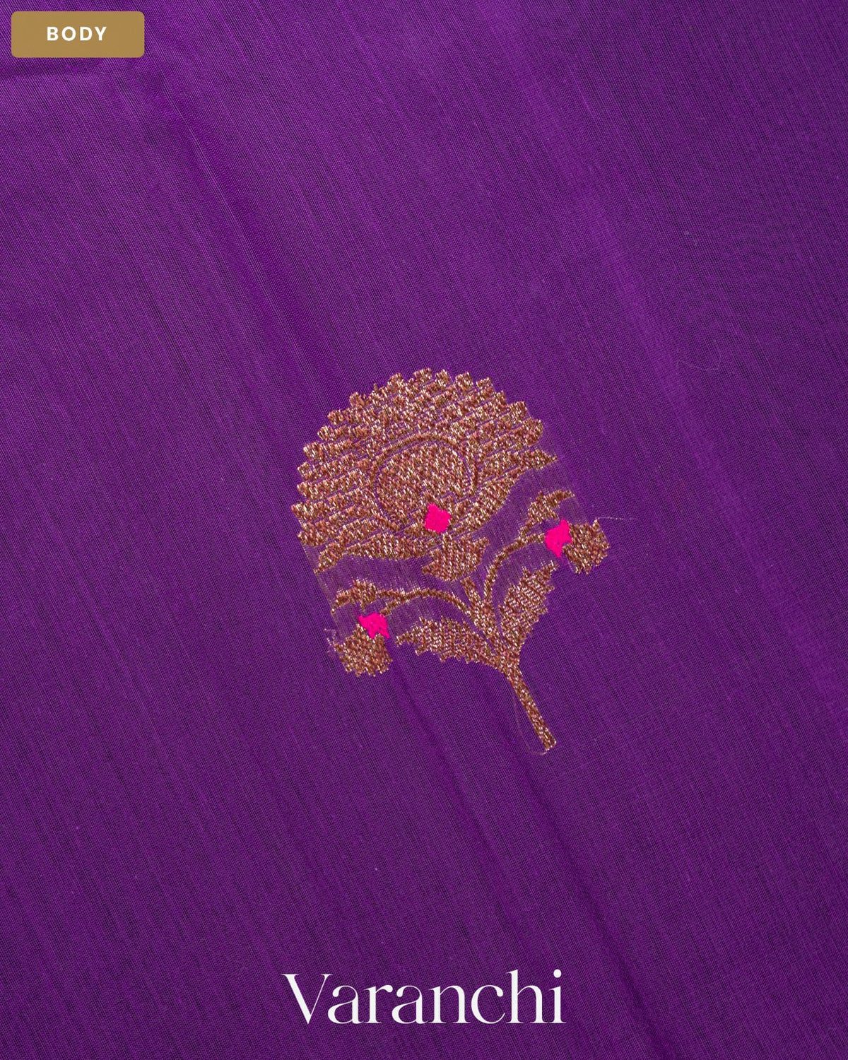 Royal Purple Pure Chanderi Silk Cotton Handloom Saree — Body