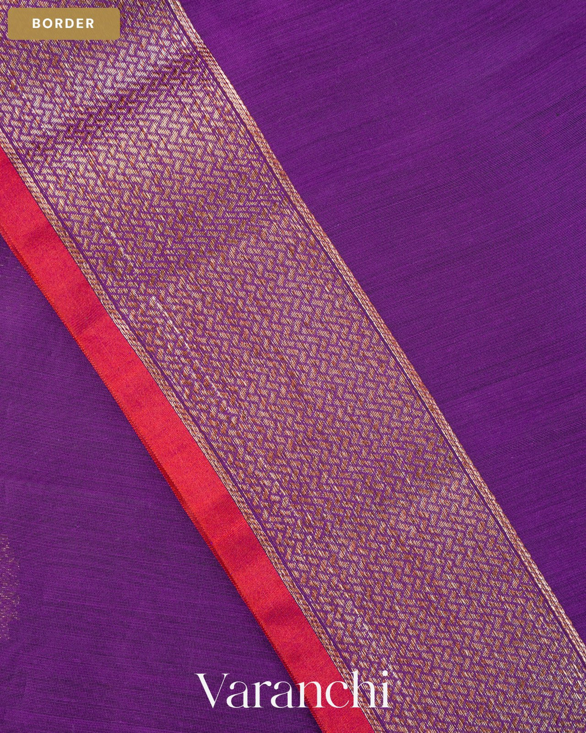Royal Purple Pure Chanderi Silk Cotton Handloom Saree — Border