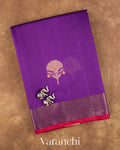 Royal Purple Pure Chanderi Silk Cotton Handloom Saree — Folded
