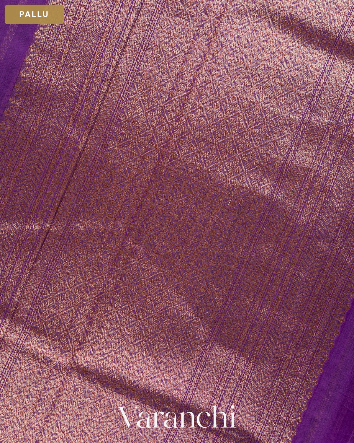Royal Purple Pure Chanderi Silk Cotton Handloom Saree — Pallu