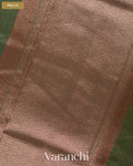 Forest Green Pure Chanderi Silk Cotton Handloom Saree — Pallu