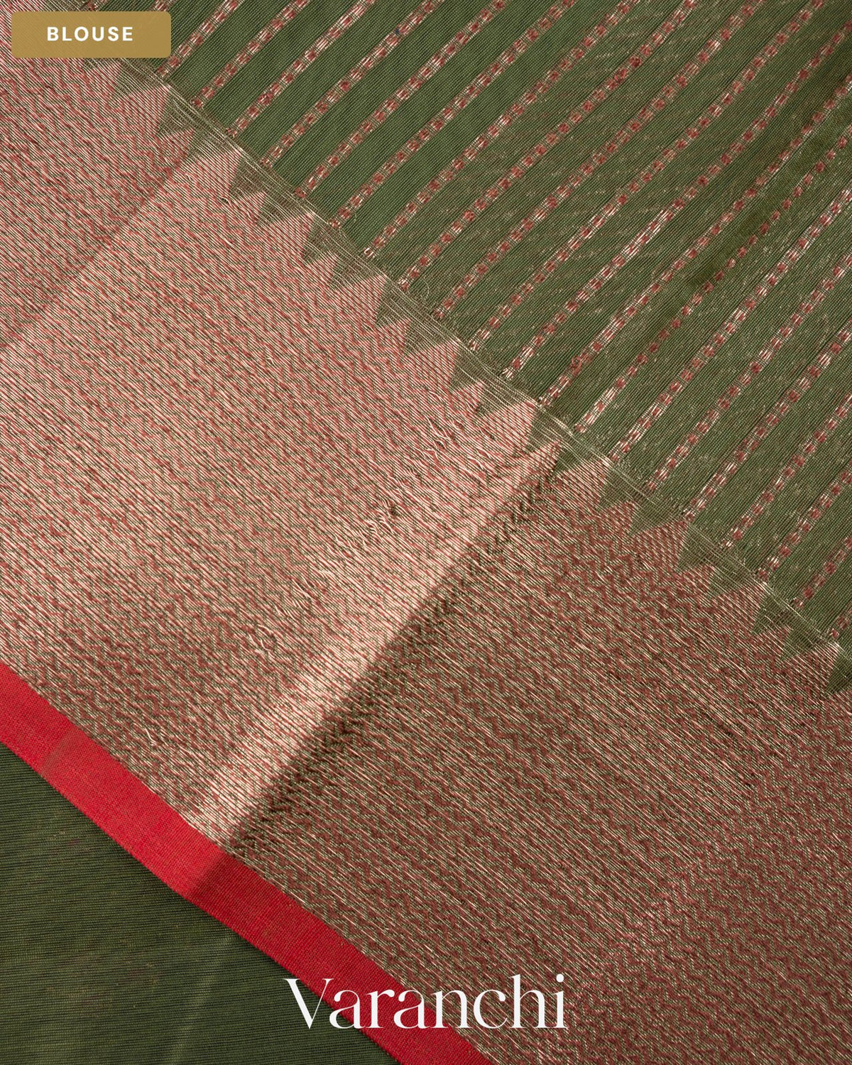 Forest Green Pure Chanderi Silk Cotton Handloom Saree — Blouse