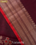 Wine Pure Chanderi Silk Cotton Handloom Saree — Border
