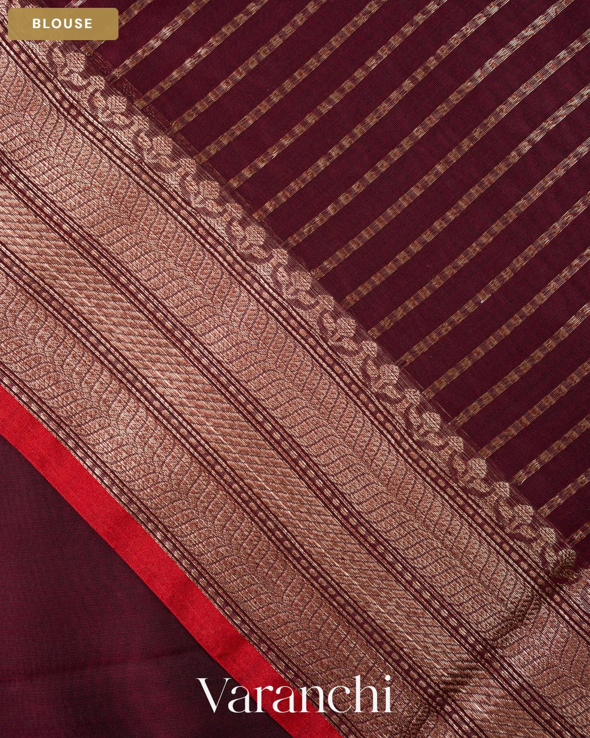 Wine Pure Chanderi Silk Cotton Handloom Saree — Blouse
