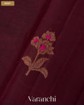 Wine Pure Chanderi Silk Cotton Handloom Saree — Body