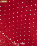 Dark Red Floral Applique Pure Kora Silk Saree — Blouse