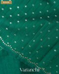 Teal Blue Floral Applique Pure Kora Silk Saree — Blouse