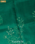 Teal Blue Floral Applique Pure Kora Silk Saree — Body