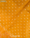 Olive Yellow Floral Applique Pure Kora Silk Saree — Blouse