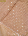 Dark Cream Floral Applique Pure Kora Silk Saree — Blouse