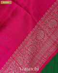 Bottle Green Pure Raw Silk Handloom Saree — Blouse
