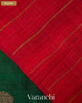 Dark Green with Red Pure Raw Silk Handloom Saree — Blouse
