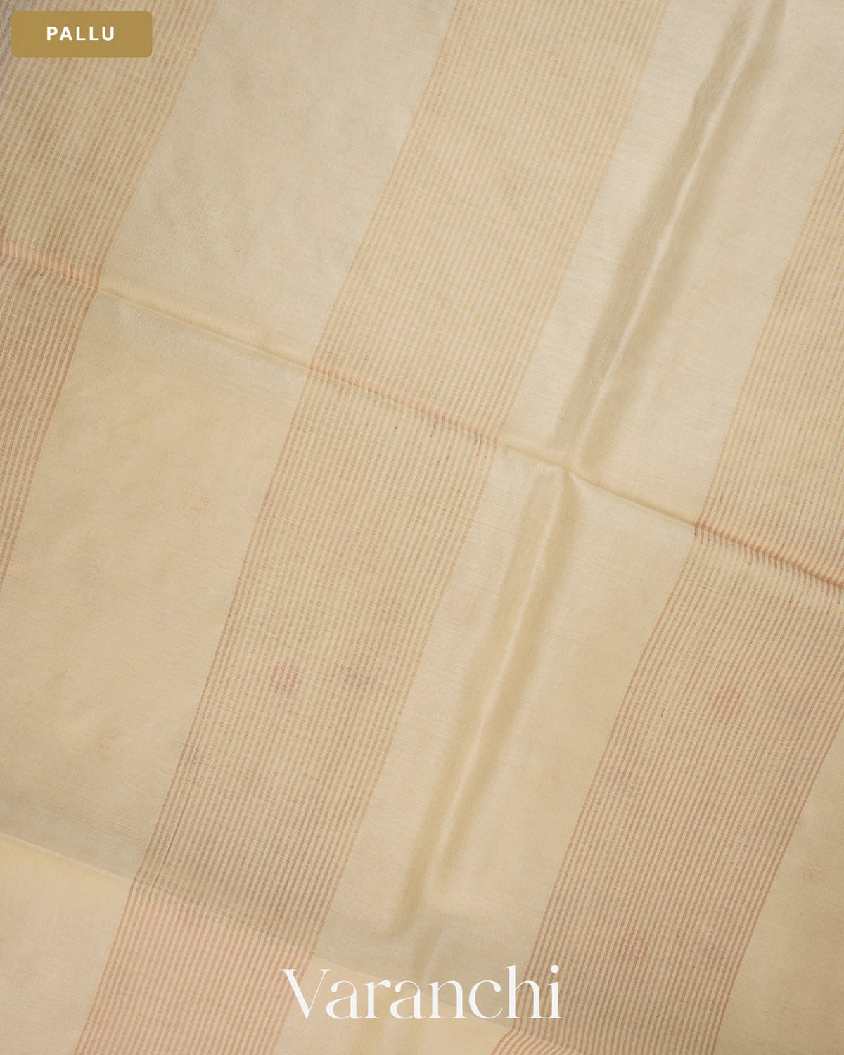 Off-White Paithani Embroidered Border Pure Tussar Silk Saree — Pallu
