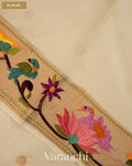 Off-White Paithani Embroidered Border Pure Tussar Silk Saree — Blouse