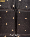 Jet Black Paithani Embroidered Border Pure Tussar Silk Saree — Body