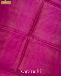 Magenta Pink Paithani Embroidered Border Pure Tussar Silk Saree — Pallu