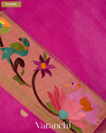 Magenta Pink Paithani Embroidered Border Pure Tussar Silk Saree — Blouse