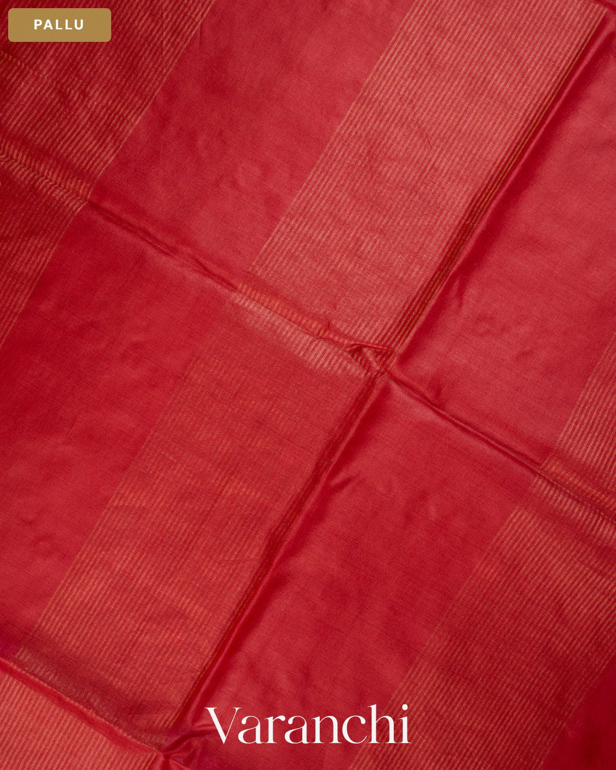 Brick Red Paithani Embroidered Border Pure Tussar Silk Saree — Pallu