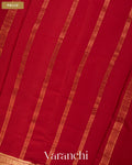 Royal Red Pure Mysore Crepe Silk Saree — Pallu