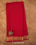 Royal Red Pure Mysore Crepe Silk Saree — Full Saree
