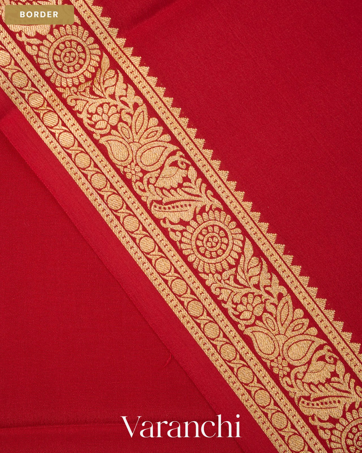 Royal Red Pure Mysore Crepe Silk Saree — Border
