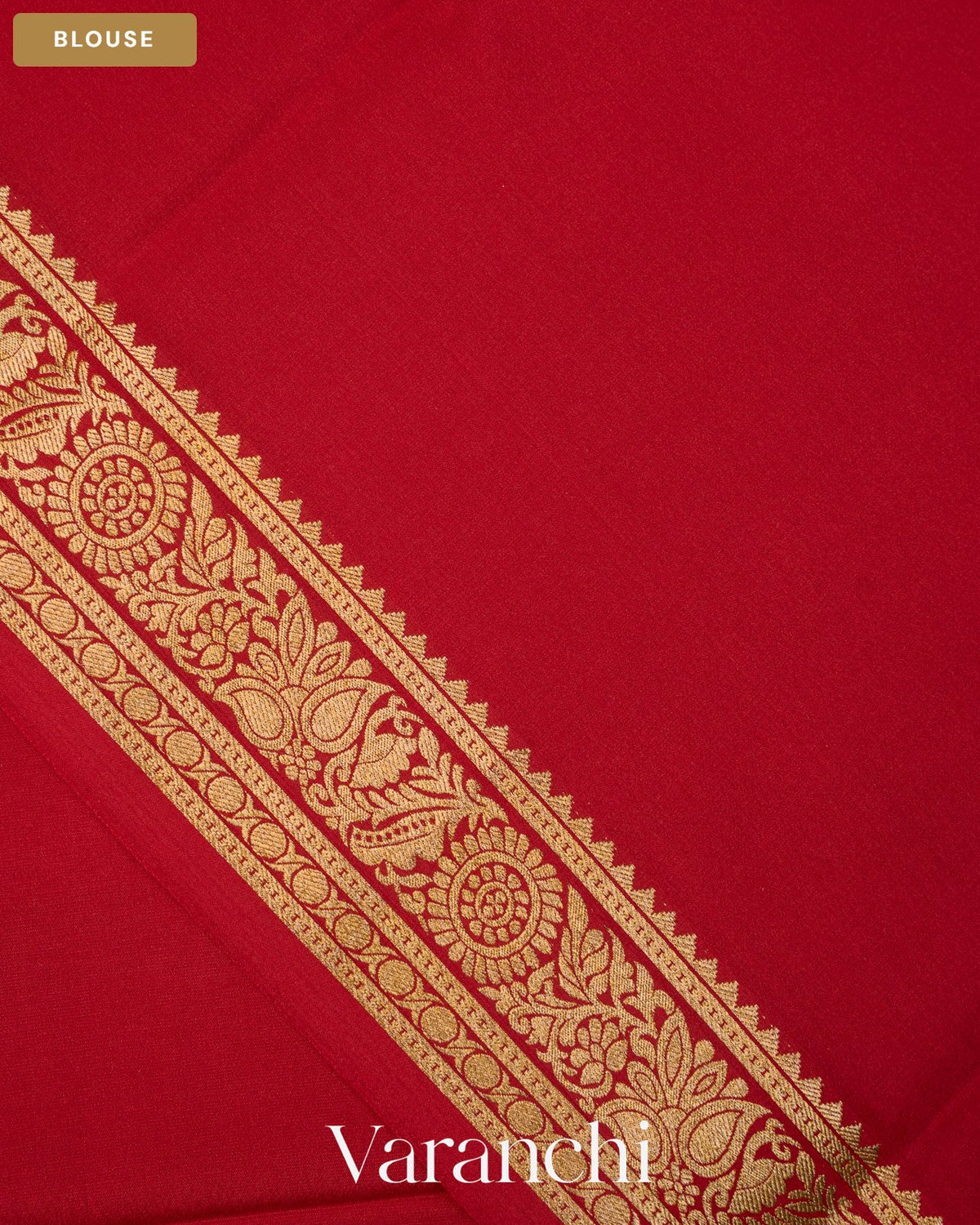 Royal Red Pure Mysore Crepe Silk Saree — Blouse