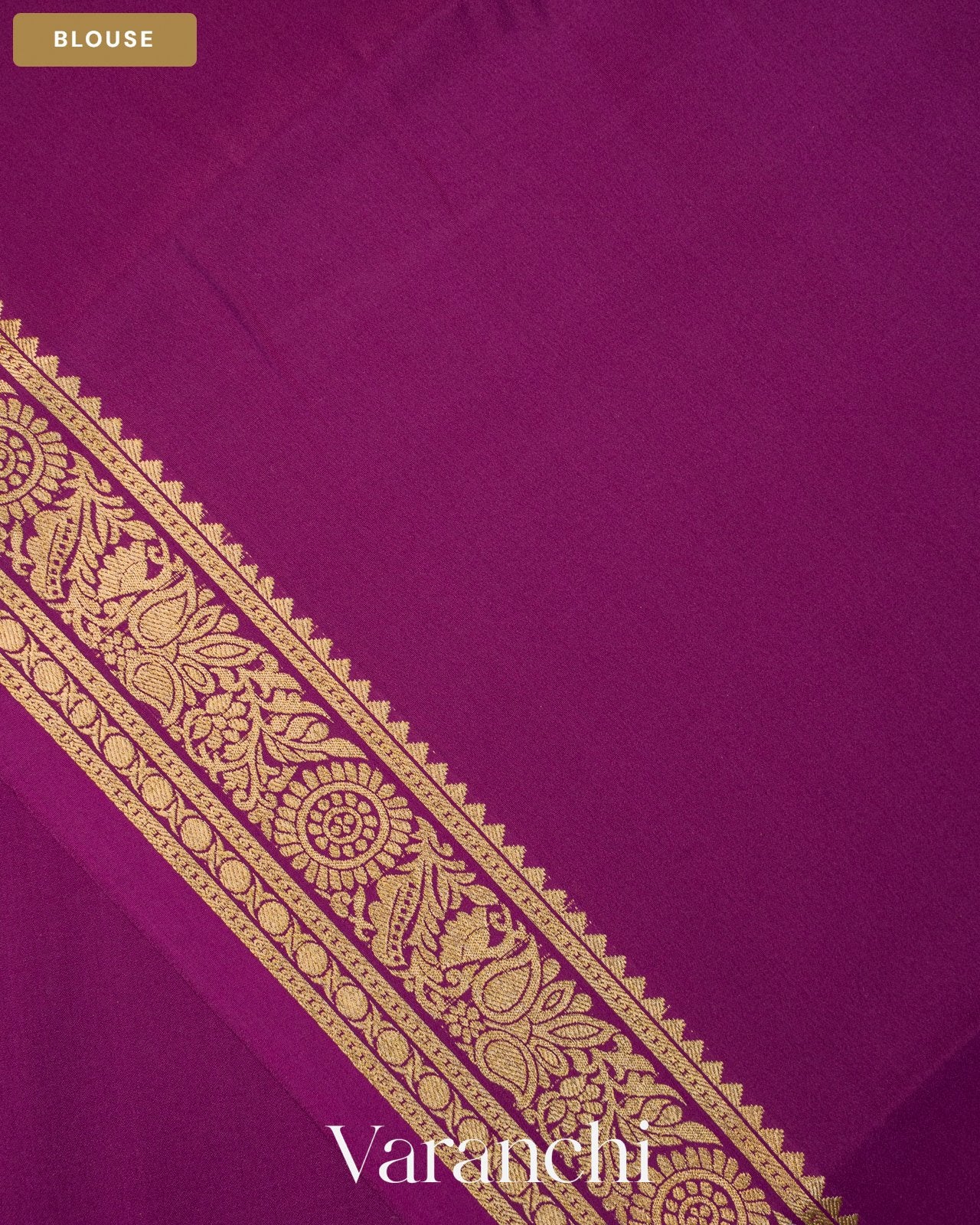 Violet Purple Pure Mysore Crepe Silk Saree — Blouse