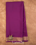 Violet Purple Pure Mysore Crepe Silk Saree — Full Saree