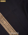 Jet Black Pure Mysore Crepe Silk Saree — Blouse
