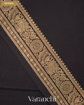 Jet Black Pure Mysore Crepe Silk Saree — Border