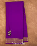 Royal Violet Pure Mysore Crepe Silk Saree — Full Saree