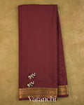 Chocolate Brown Pure Mysore Crepe Silk Saree — Full Saree