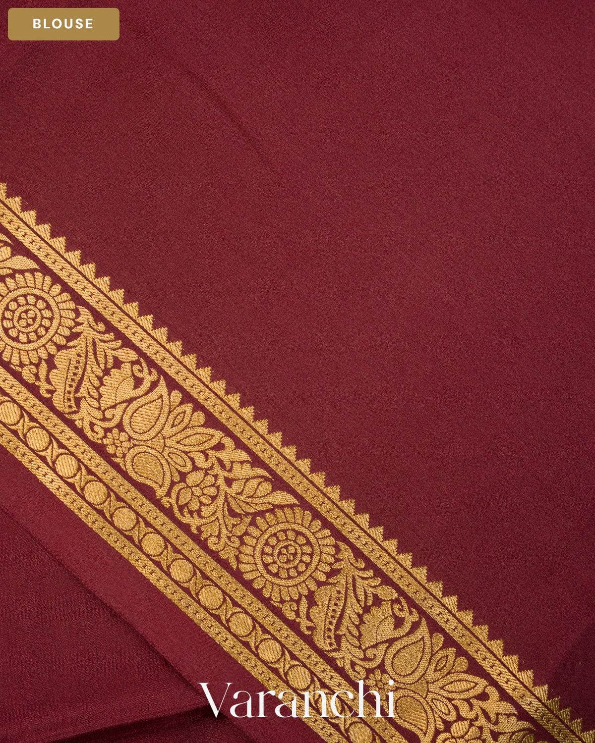 Chocolate Brown Pure Mysore Crepe Silk Saree — Blouse