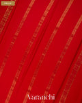 Bright Red Pure Mysore Crepe Silk Saree — Pallu