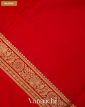 Bright Red Pure Mysore Crepe Silk Saree — Blouse