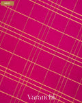 Magenta Pink Checkered Pure Mysore Crepe Silk Saree — Body