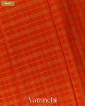 Rust Orange Checkered Pure Mysore Crepe Silk Saree — Body
