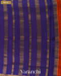 Rust Orange Checkered Pure Mysore Crepe Silk Saree — Pallu
